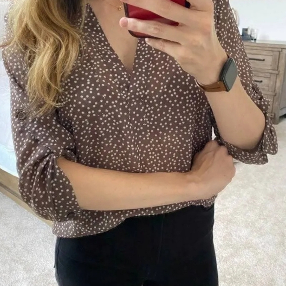 Maurices women's top brown white polka dots size XXL